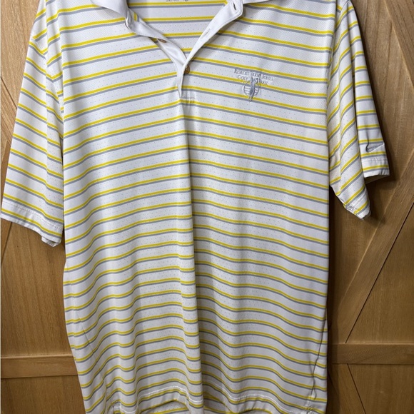 Nike White and Yellow Striped Polo Shirt Robert Trent Jones Golf Trail - Picture 1 of 8